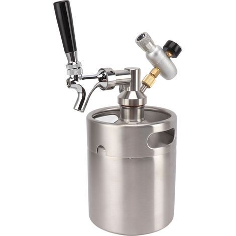 Système de mini-fût à bière 2L en acier inoxydable, système de robinet pour mini-fût de bière, fût à café, vanne de sortie réglable, manomètre 60 PSI (1/5)