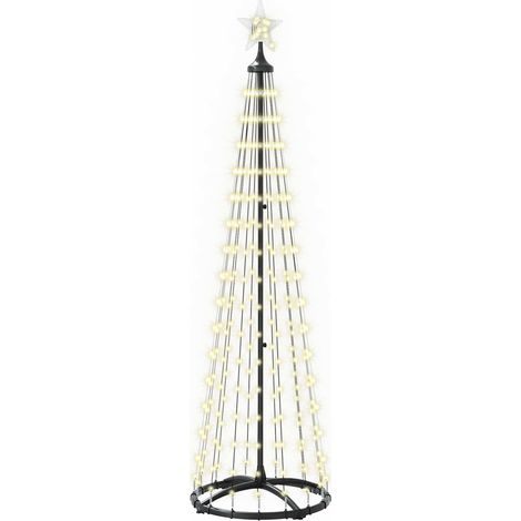 Árbol de Navidad cónico LED 180 cm 250 LED Blanco Cálido Acero vidaXL (1/5)