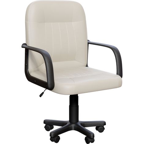 Morton Office Chair Faux Leather Adjustable Ergonomic Computer Desk Chair, Beige