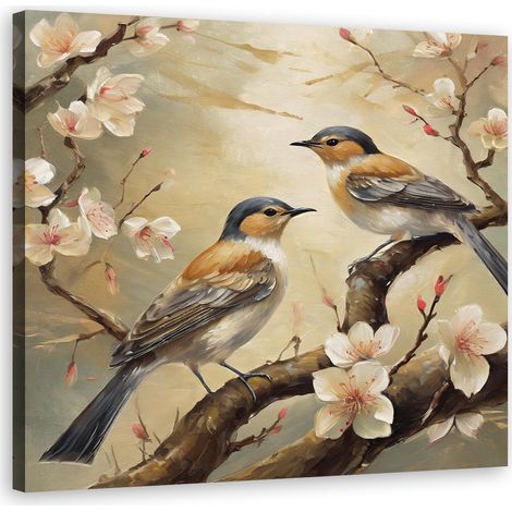 Tableau déco Oiseaux Animaux Fleurs Branche 60x60 (1/5)