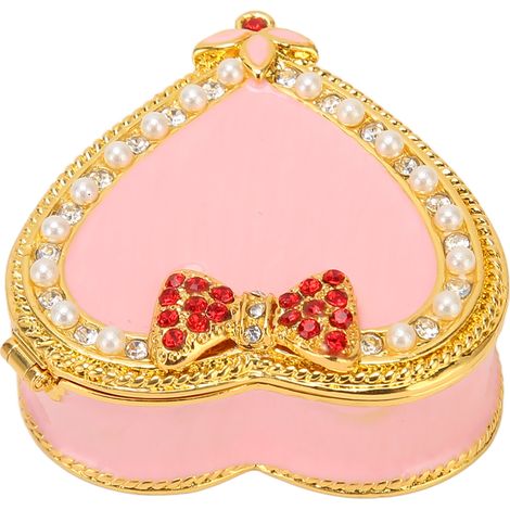 Coffret Bijoux Coeur Vintage Décoratif Métal, Boîte de Rangement pour Bagues, Boucles d'Oreilles, Colliers, Bracelets, Écrin Rétro (1/5)
