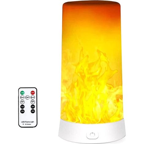 Lampe LED effet flamme pour Halloween, éclairage décoratif avec télécommande, intensité réglable et fonction minuterie, effet bougie et flamme mouvante (1/5)