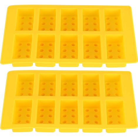 2 Stück gelbe 10-Gitter-Eiswürfelform aus Silikon, Eisform zum Selbermachen von Getränken (1/5)