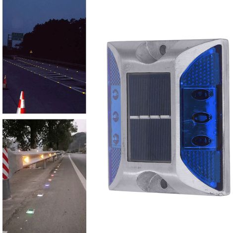 Solarbetriebene Straßenpoller, unterirdische Autobahnlaternen aus Aluminiumguss, blaues Licht (1/5)