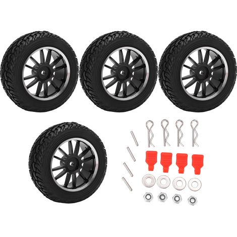 4 roues 75mm 12 rayons jantes argentées pneus noirs motif goutte d'eau pièces de rechange RC pour Wltoys 144001 1/14 véhicule tout-terrain (1/5)