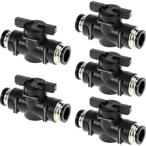 ALLIANDISVanne d'arrêt pneumatique 5 pièces Ø12mm pour raccordement rapide de flexibles (1/5)