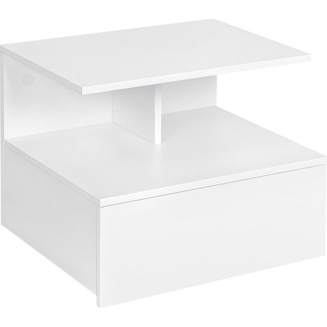 WOLTU 1x Comodini Sospesi in Legno con 1 Cassetto e 1 Scomparto Aperto, Bianco