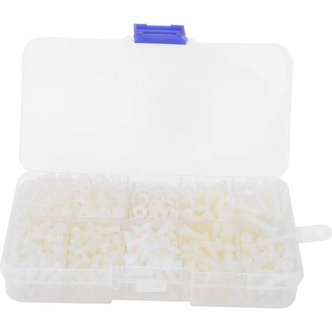 Nylon Schraube Mutter, 800 Stück M3 Nylon Schraube Mutter Set Unterlegscheibe Kombinationssatz Befestigungselemente (Weiß)