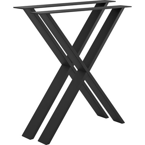 Tischkufe Etsi X-Form 700 mm Stahl schwarz pulverbeschichtet strukturiert - RAL 9005 - Tragkraft 100 kg/Kufe - 2er-Set (1/2)