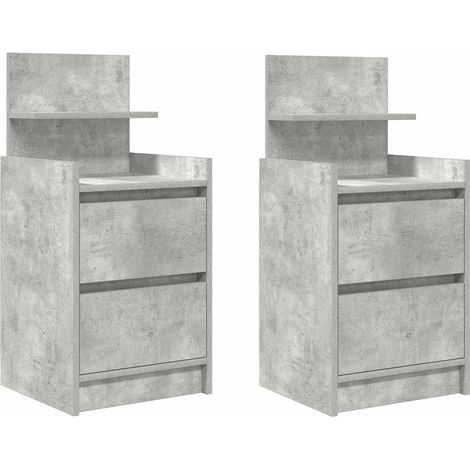 Maison Exclusive - Nachttische mit 2 Schubladen 2 Stk. Betongrau