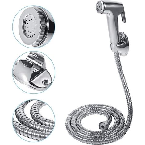 Ensemble De Bidet Avec Douchette,Tuyau Et Support De Douche à Main,Kit De Pulvérisation De Bidet De Toilette,Pommeau De Douche à Économie d'Eau En Acier Inoxydable (1/5)
