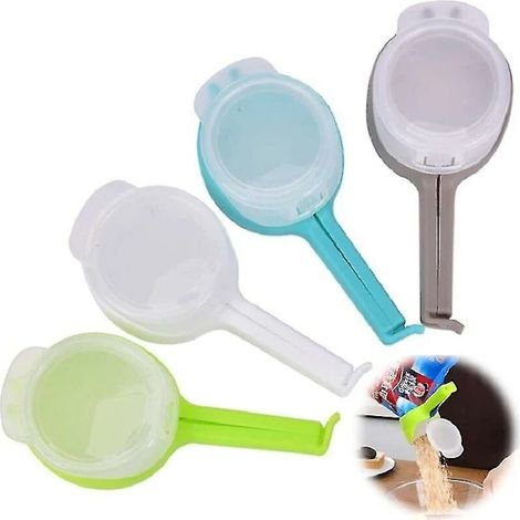 Lot de 5 pinces de fermeture pour sacs alimentaires, réutilisables, bonne étanchéité, en polypropylène, pinces de rangement pour la cuisine, adaptées aux sachets de snacks et autres aliments, couleur (1/5)