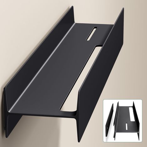 Mai & Mai Étagère Murale de Rangement en Almélec Porte-Serviettes au Mur Support Rangement à Poser à Susprendre pour Salle de Bain Cuisine Noir Mat 60×11×8 CM Reglo-03 (1/5)