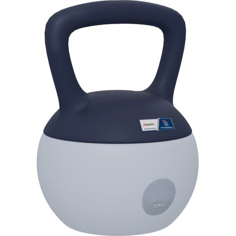 Kettlebell da 10 kg - Collaborazione Aosom.fr x FFHandball - manubrio con impugnatura antiscivolo, grigio e blu (1/5)