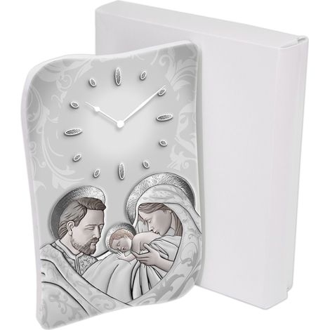 Lupia - Bomboniera con Scatola bianca OROLOGIO GEA da parete o tavolo in legno stampato THE KISS SHABBY GREY 15x21 cm idea regalo per Matrimonio Cresima Comunione Battesimo Anniversario Compleanno (1/4)