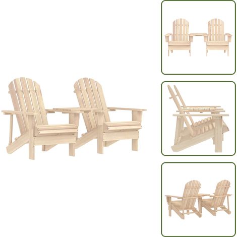 The Living Store Chaises de jardin Adirondack avec table bois de sapin solide - Chaise Adirondack (1/5)