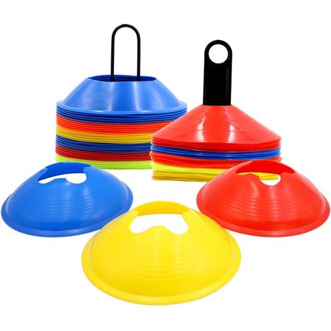 Clous de délimitation pour entraînement sportif [Lot de 50] Piquets de marquage terrain, jalons d’exercice, accessoires d’entraînement physique, repères au sol, kit de 50 unités. (1/4)