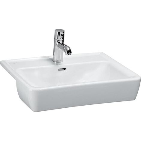LAUFEN PRO A Halbeinbauwaschtisch, 1 Hahnloch, mit Überlauf, (1/5)