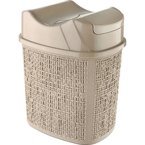 Cestino spazzatura in plastica tortora con doppio coperchio basculante 5 lt (1/3)