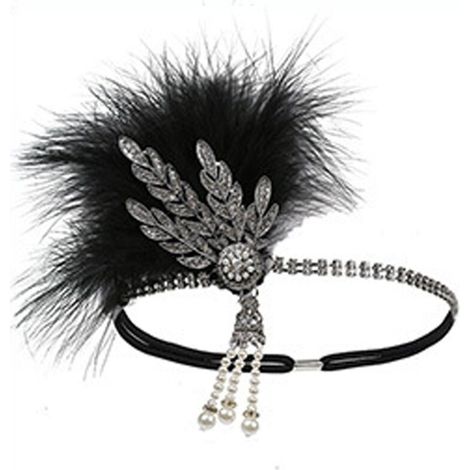 Vintage-Stirnband im Gatsby-Stil der 1920er Jahre mit Pfauenfeder (1/4)