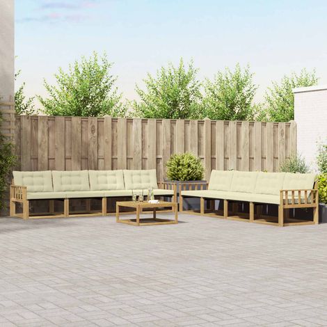 vidaXL Outdoor-Sofagarnitur 9 pcs Weiß und Creme 79 x 79 x 37 cm (1/5)