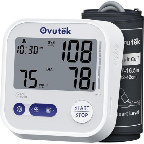 Tensiomètre Électronique Mémoire de 245 Mesures pour 3 Utilisateurs  Brassard de 22 à 42 cm, Grand Écran Tensiomètre Bras avec Détection de Pulsation Cardiaque Irrégulière, Piles Incluses (1/5)