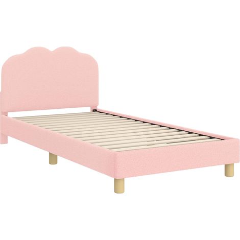 Children's Bed Frame with Headboard Pink 80 x 200 cm Bouclé vidaXL