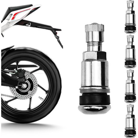 Valve Pneu Voiture 5 Pièces Valve Tubeless Tige de Valves de Pneu en Acier Inoxydable Tubeless Métal Valve Tiges avec Capuchon de Poussière Valves de Pneus pour Motos et Voitures (1/5)