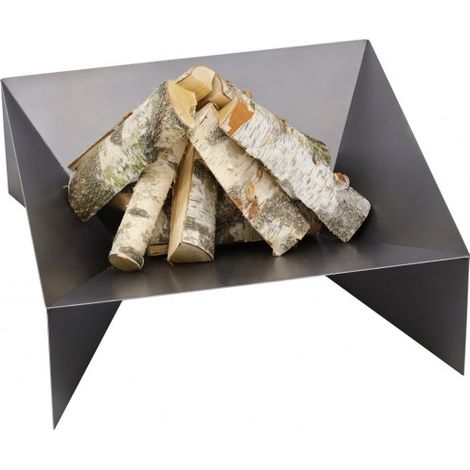 Brasero de jardin carré DINE en acier-70 cm-Acier naturel---Acier naturel (1/5)