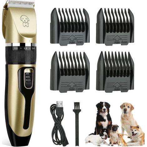 Tondeuse pour chien, kit de toilettage, tondeuse sans fil rechargeable, tondeuse silencieuse pour animaux de compagnie, tondeuse professionnelle pour poils épais (1/5)