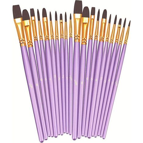 20er-Set Nylon-Malpinsel für verschiedene Techniken – Ideal für Acryl, Aquarell, Gouache, Ölmalerei und Graffiti