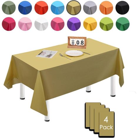 4er Pack Tischdecken rechteckig 137x274cm gold wasserdicht für Partys