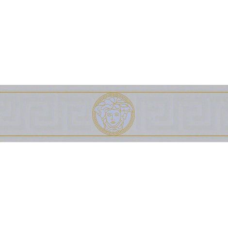 Frise papier peint moderne gris métallique Frise tapisserie chic pour salon Frise murale de designer motif grec pour chambre