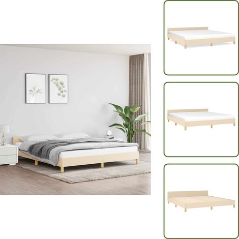 Bettgestell ohne Matratze Creme 180x200 cm Stoff - Bettes Gestell - Doppelbett - Boxspringbetten - Lattenrost - Creme Farbe (1/5)