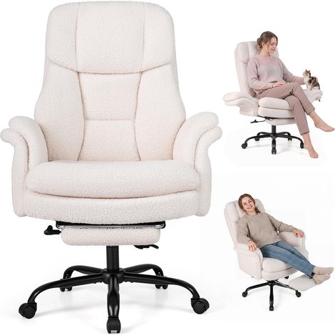 COSTWAY Sedia da Ufficio Ergonomica, Portata 150 kg (Bianco) (1/5)