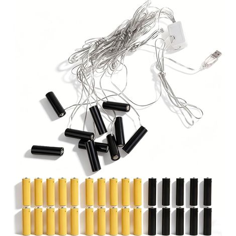 Eliminadores de pilas AA con alimentación USB y escala para luces de árbol de Navidad, decoraciones LED, adaptador eliminador de pilas AAA (10 en 1 AA) (1/5)