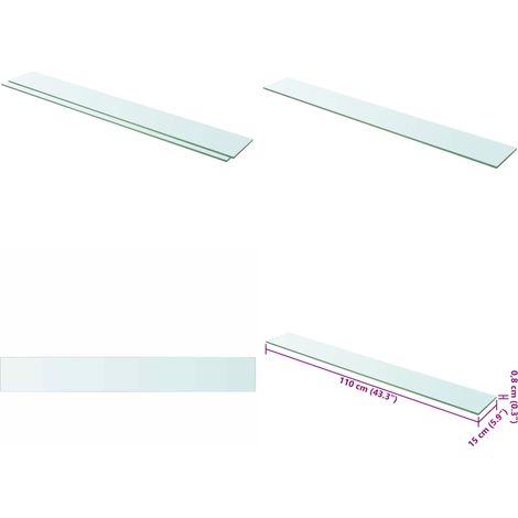 Panneaux d'étagère 2 pcs Verre Transparent 110 x 15 cm - Etagere Murale - Étagère Transparente - Étagère Verre Trempé - Décoration Murale - Rangement Mural - Home & Living (1/5)