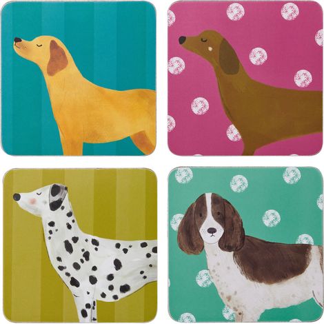 Creative tops dog print pack of 4 premium coasters
