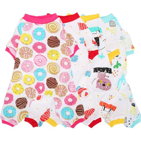 Combinaison pour chien (lot de 4) - Vêtements doux pour le printemps et l'été - Coton - Body pour chien - Chemise à manches longues - Taille S (1/5)