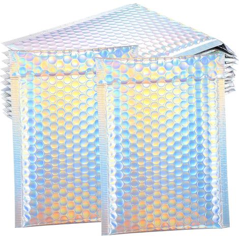 12 x self-adhesive holographic bubble envelopes (1/5)