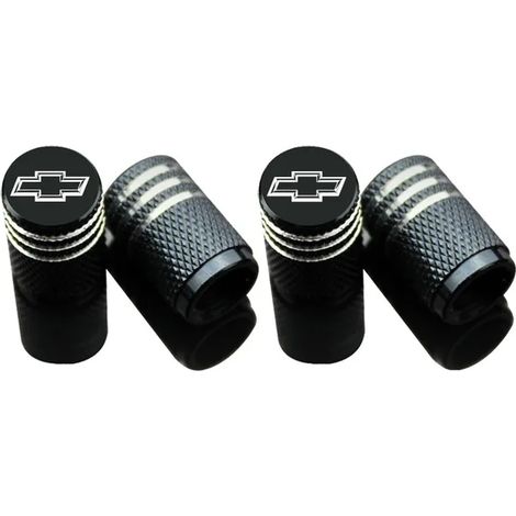 (Noir) 4 bouchons de valve de pneu en métal avec logo de voiture multicolore, compatibles avec Cruze, Mairui, Bao XL, Equinox, Lacetti et Aveo (1/5)