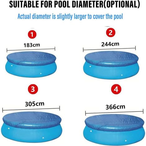 Bâche pour Piscine, Bâche de Protection pour Piscine Ronde, Durable Antipoussière Couverture de Piscine pour Piscines Hors Sol (366cm(12ft)) (1/4)