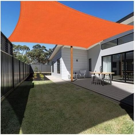 – Voile d'ombrage rectangulaire 3x4m orange – Tissu oxford imperméable 420d – Protection UV 95% – Corde incluse pour installation facile (1/5)