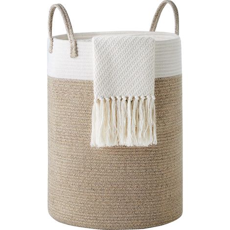 Cesto de ropa, cesto de ropa de cuerda de algodón, cesta de almacenamiento para ropa sucia (40 cm de ancho x 50 cm de alto, marrón) (1/5)