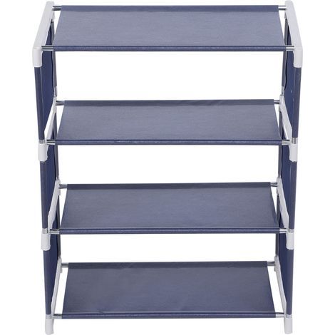 Étagère à chaussures verticale 4 niveaux, organiseur de chaussures, meuble d'entrée, bleu foncé (1/5)