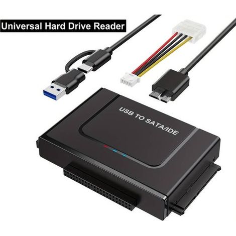 Adaptador USB 3.0 a IDE SATA，lector de discos duros USB tipo C y convertidor de discos duros externos