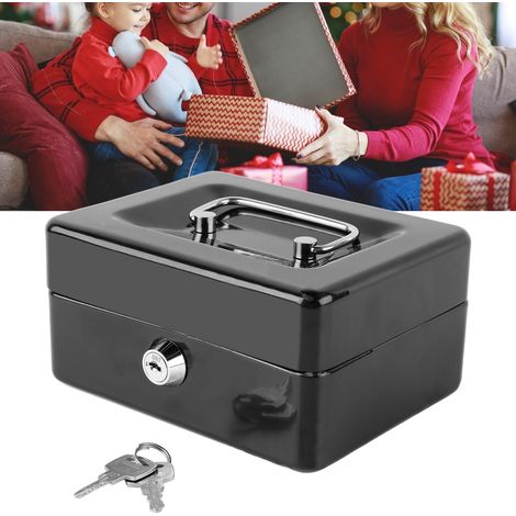 Coffre-fort Métallique Portable avec Serrure à Clé (2 clés incluses) - Mini Safe pour Argent, Documents et Objets de Valeur à la Maison ou en Voiture (1/5)