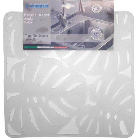 TAPPETO LAVELLO 32X32CM FOGLIE TRASPARENTE