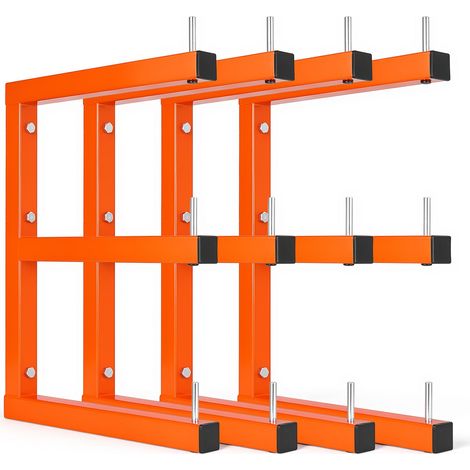 VEVOR 4x Kragarmregal mit 3 Ebenen Holzlagerregal100kg Pro Etage Orange, Metallregal zur Wandmontage für Werkstatt Lager Garage Keller, Einteilige Kohlenstoffstahlrahmen, mit Verriegelungsstiften (1/5)