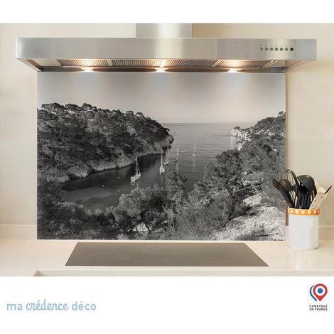 Fond de hotte : La calanque de port pin à Cassis 2 - Verre trempé - 90 cm - 60 cm (1/5)